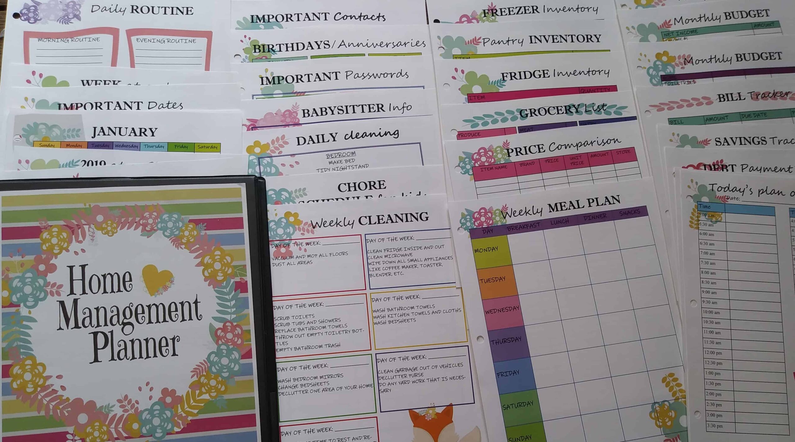 Cute Home Management Binder Printables